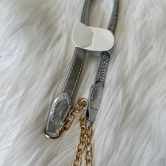 Larroude Heartbreaker Crossbody Bag In Crystal and Light Gray Vegan Suede NWT - Picture 12 of 14